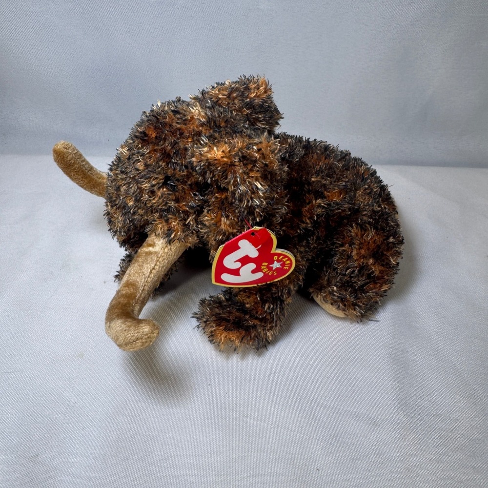 Ty Beanie Baby Giganto Woolly Mammoth Brown Orange Plush 4384 2000 NWT